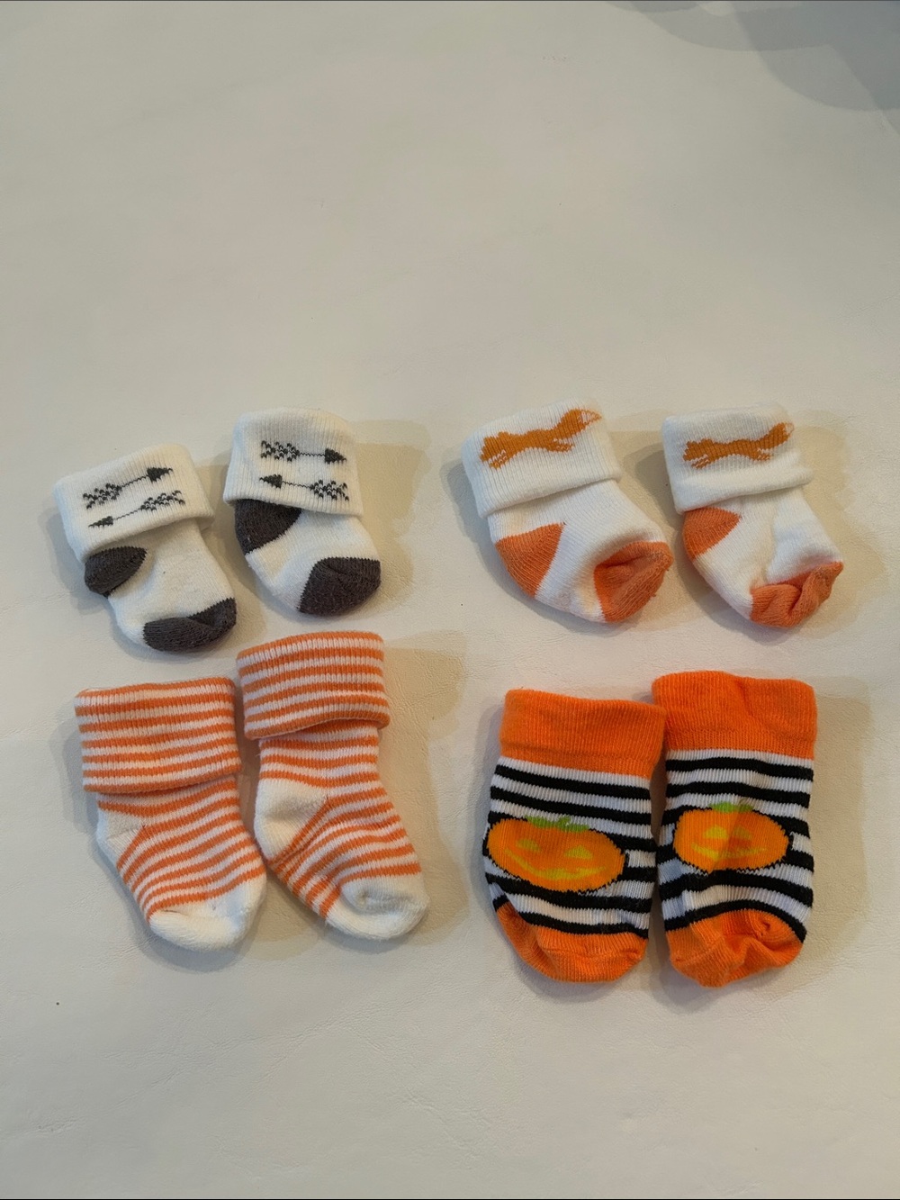 Orange & White Halloween Newborn Socks Bundle